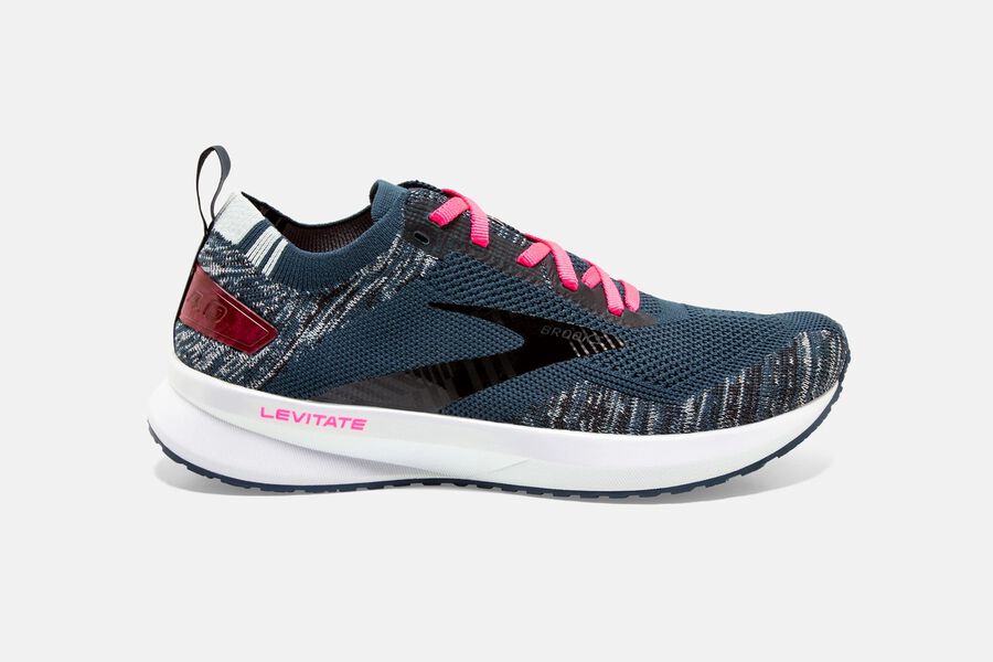 Womens Brooks Levitate 4 Road Shoes Navy/Black/Pink | 847136-YTN